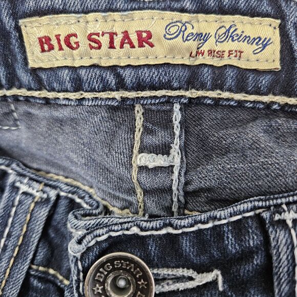 Big Star Remy Skinny Jeans Women's 27 (28x26.5) Blue Low-Rise Embroidered VGUC - Picture 3 of 10
